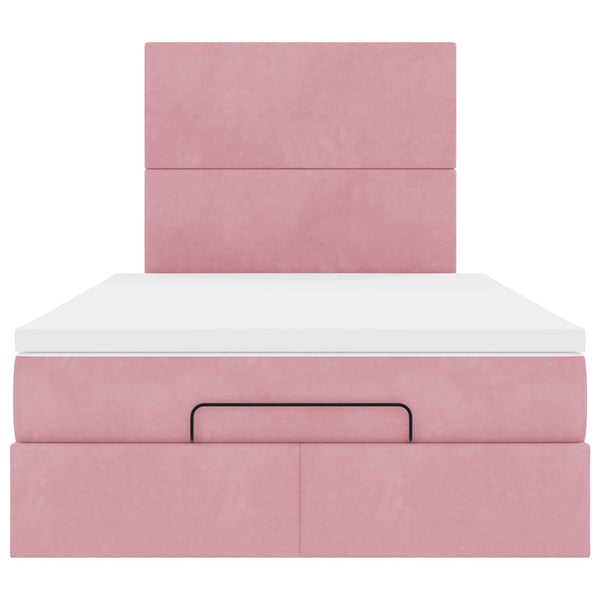 vidaXL Ottoman Bed with Mattresses Pink 120x200 cm Velvet