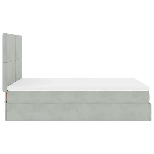 vidaXL Ottoman Bed with Mattresses Light Gray 140x190 cm Velvet