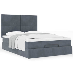 vidaXL Ottoman Bed with Mattresses Dark Grey 140x190 cm Velvet