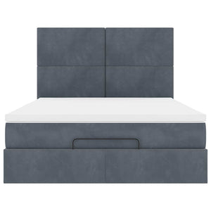 vidaXL Ottoman Bed with Mattresses Dark Grey 140x190 cm Velvet