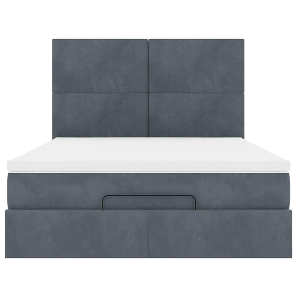 vidaXL Ottoman Bed with Mattresses Dark Grey 140x190 cm Velvet