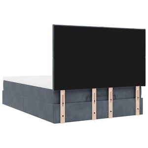 vidaXL Ottoman Bed with Mattresses Dark Grey 140x190 cm Velvet