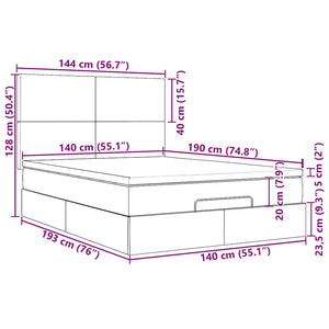 vidaXL Ottoman Bed with Mattresses Black 140x190 cm Velvet
