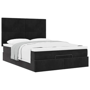 vidaXL Ottoman Bed with Mattresses Black 140x190 cm Velvet