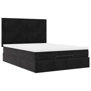 vidaXL Ottoman Bed with Mattresses Black 140x190 cm Velvet