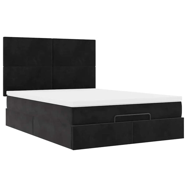 vidaXL Ottoman Bed with Mattresses Black 140x190 cm Velvet
