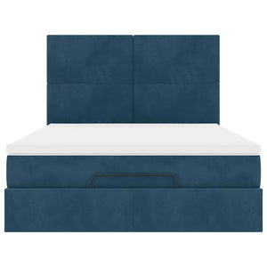 vidaXL Ottoman Bed with Mattresses Dark Blue 140x190 cm Velvet
