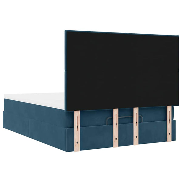 vidaXL Ottoman Bed with Mattresses Dark Blue 140x190 cm Velvet