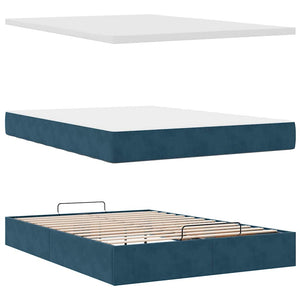 vidaXL Ottoman Bed with Mattresses Dark Blue 140x190 cm Velvet