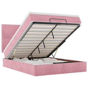vidaXL Ottoman Bed with Mattresses Pink 140x190 cm Velvet