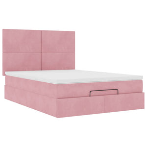 vidaXL Ottoman Bed with Mattresses Pink 140x190 cm Velvet
