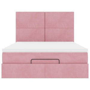 vidaXL Ottoman Bed with Mattresses Pink 140x190 cm Velvet