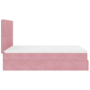 vidaXL Ottoman Bed with Mattresses Pink 140x190 cm Velvet