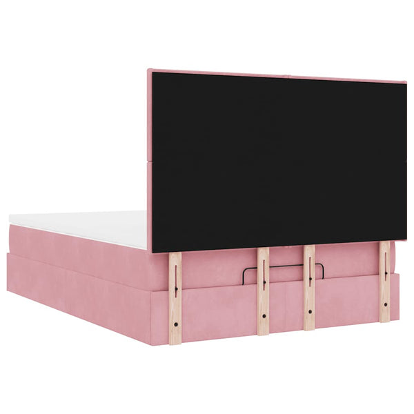 vidaXL Ottoman Bed with Mattresses Pink 140x190 cm Velvet