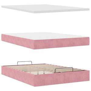 vidaXL Ottoman Bed with Mattresses Pink 140x190 cm Velvet