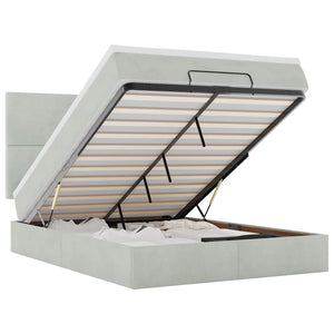 vidaXL Ottoman Bed with Mattresses Light Grey 140x200 cm Velvet