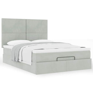 vidaXL Ottoman Bed with Mattresses Light Grey 140x200 cm Velvet