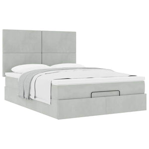 vidaXL Ottoman Bed with Mattresses Light Grey 140x200 cm Velvet