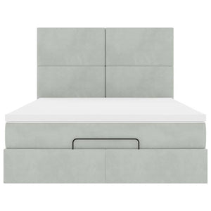 vidaXL Ottoman Bed with Mattresses Light Grey 140x200 cm Velvet
