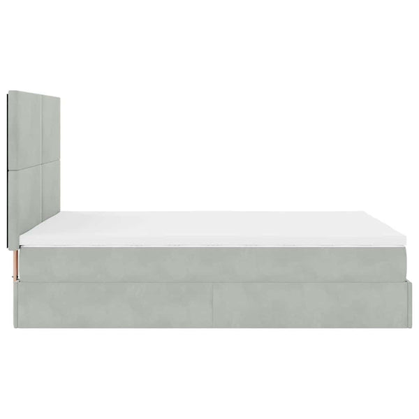 vidaXL Ottoman Bed with Mattresses Light Grey 140x200 cm Velvet