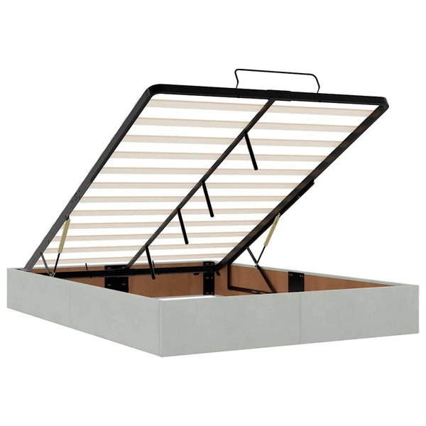 vidaXL Ottoman Bed with Mattresses Light Grey 140x200 cm Velvet