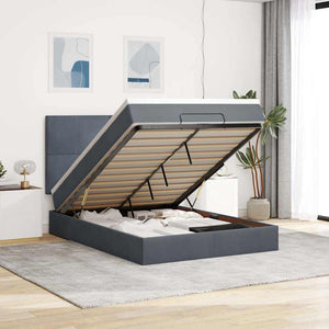 vidaXL Ottoman Bed with Mattresses Dark Grey 140x200 cm Velvet