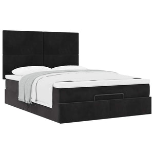 vidaXL Ottoman Bed with Mattresses Black 140x200 cm Velvet