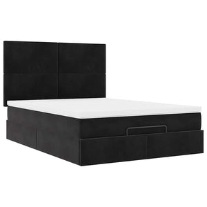 vidaXL Ottoman Bed with Mattresses Black 140x200 cm Velvet