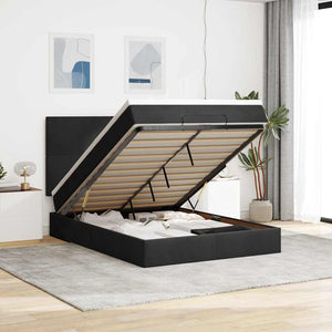 vidaXL Ottoman Bed with Mattresses Black 140x200 cm Velvet