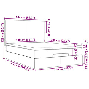 vidaXL Ottoman Bed with Mattresses Dark Blue 140x200 cm Velvet