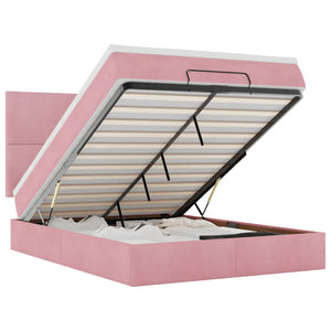 vidaXL Ottoman Bed with Mattresses Pink 140x200 cm Velvet
