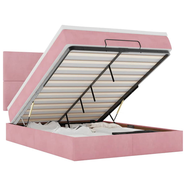 vidaXL Ottoman Bed with Mattresses Pink 140x200 cm Velvet