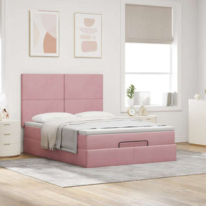 vidaXL Ottoman Bed with Mattresses Pink 140x200 cm Velvet