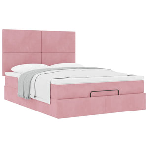 vidaXL Ottoman Bed with Mattresses Pink 140x200 cm Velvet
