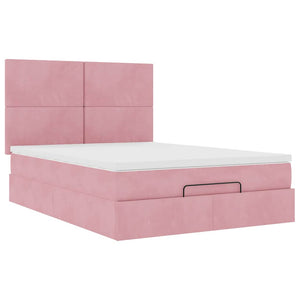 vidaXL Ottoman Bed with Mattresses Pink 140x200 cm Velvet