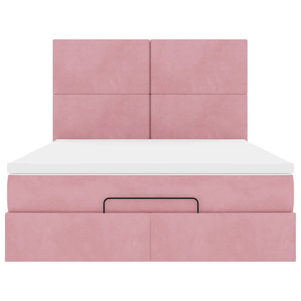 vidaXL Ottoman Bed with Mattresses Pink 140x200 cm Velvet
