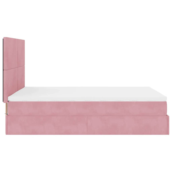 vidaXL Ottoman Bed with Mattresses Pink 140x200 cm Velvet