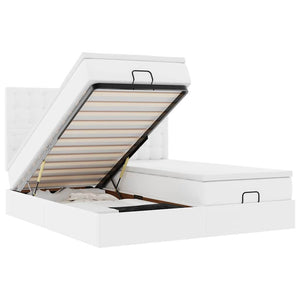 vidaXL Ottoman Bed with Mattresses Pure White 160x200 cm Faux Leather