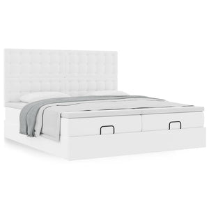 vidaXL Ottoman Bed with Mattresses Pure White 160x200 cm Faux Leather