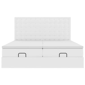 vidaXL Ottoman Bed with Mattresses Pure White 160x200 cm Faux Leather