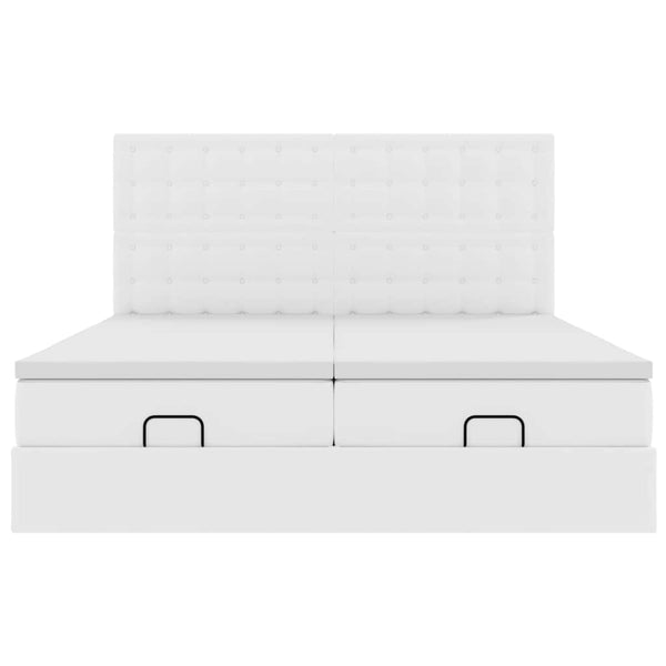vidaXL Ottoman Bed with Mattresses Pure White 160x200 cm Faux Leather