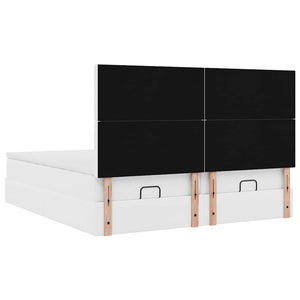vidaXL Ottoman Bed with Mattresses Pure White 160x200 cm Faux Leather