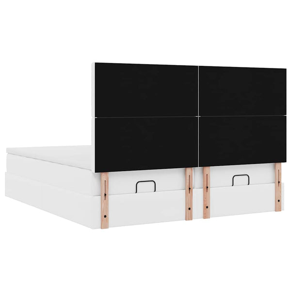 vidaXL Ottoman Bed with Mattresses Pure White 160x200 cm Faux Leather