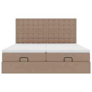 vidaXL Ottoman Bed with Mattresses Cappuccino 200x200 cm Faux Leather