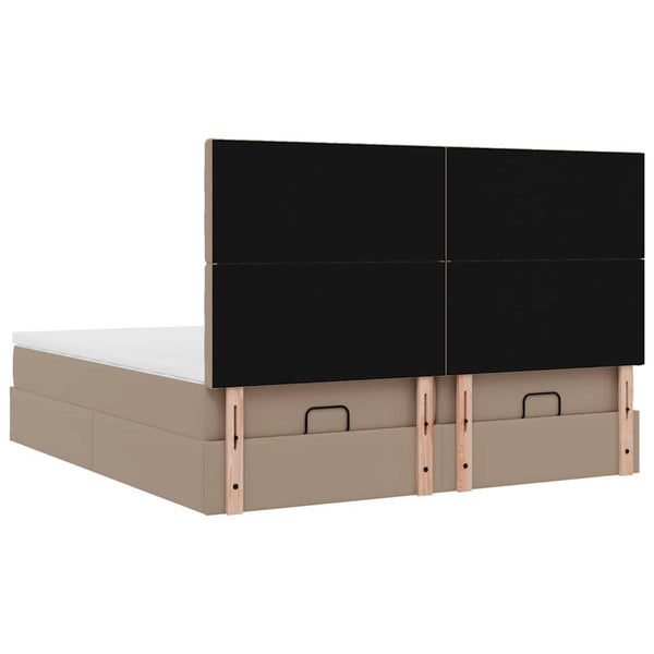 vidaXL Ottoman Bed with Mattresses Cappuccino 200x200 cm Faux Leather