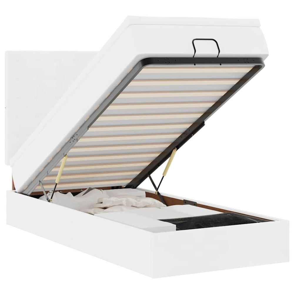 vidaXL Ottoman Bed with Mattress & LEDs White 80x200 cm Faux Leather