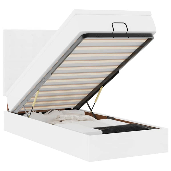 vidaXL Ottoman Bed with Mattress & LEDs White 80x200 cm Faux Leather