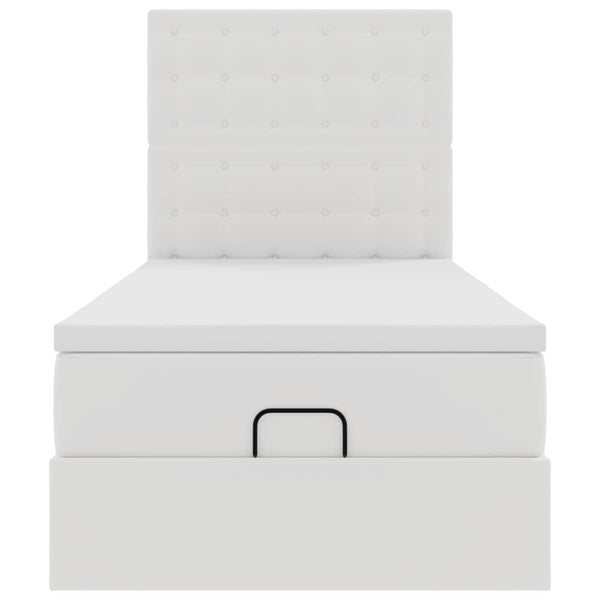 vidaXL Ottoman Bed with Mattress & LEDs White 80x200 cm Faux Leather