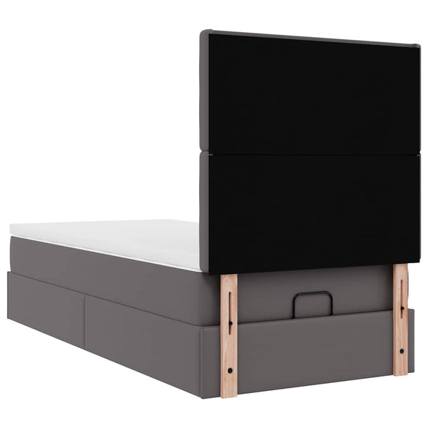 vidaXL Ottoman Bed with Mattress & LEDs Grey 80x200 cm Faux Leather