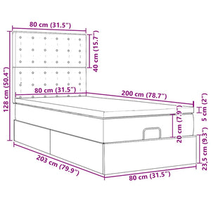 vidaXL Ottoman Bed with Mattress & LEDs Grey 80x200 cm Faux Leather